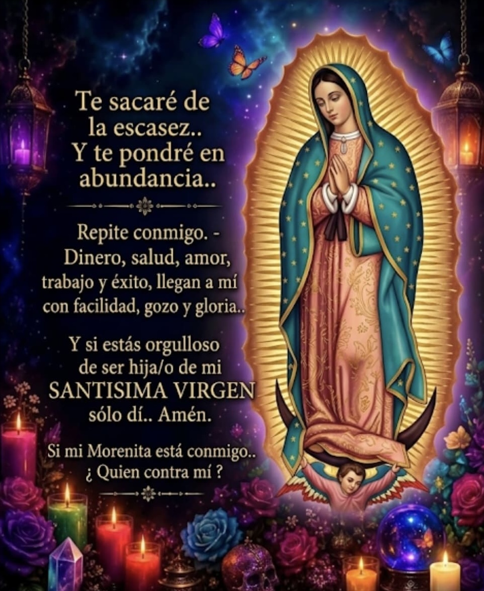 Imagen de la Virgen de Guadalupe con oración de abundancia