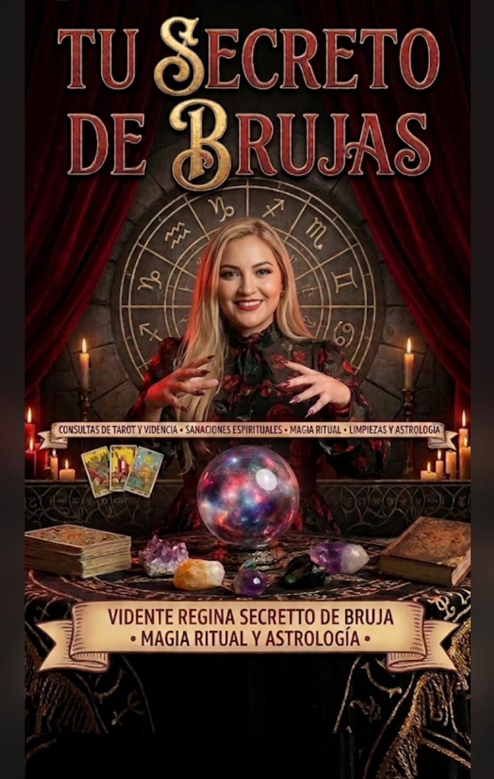Póster promocional Tu Secreto de Brujas con Vidente Regina